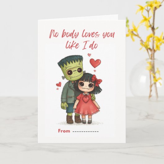 Spooky Cute Monster & Bride Card Karte (Gelbe Blume)