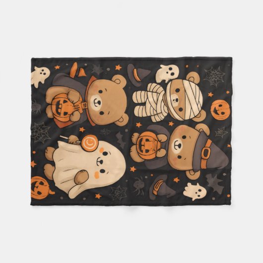 Spooky Cute Teddy Halloween Blanket Fleecedecke (Vorderseite (Horizontal))