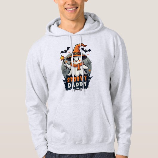 Spooky Daddy Halloween Ghost mit Hexenhut Hoodie (Vorderseite)