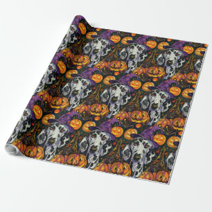 Spooky Dalmatiner Halloween Hexe und Kürbis Geschenkpapier