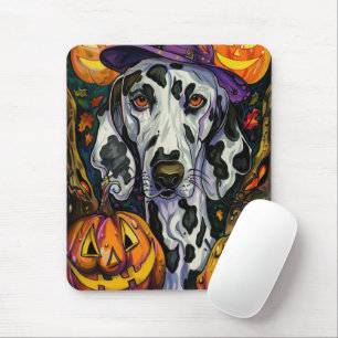 Spooky Dalmatiner Halloween Hexe und Kürbis Mousepad