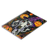 Spooky Dalmatiner Halloween Hexe und Kürbis Notizblock (Linke Seite)