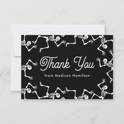 Spooky Dancing Skeleton Babydusche Dankeskarte (Vorderseite)