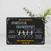 Spooky Dancing Skeleton Black Halloween-Party Einladung (Stehend Vorderseite)