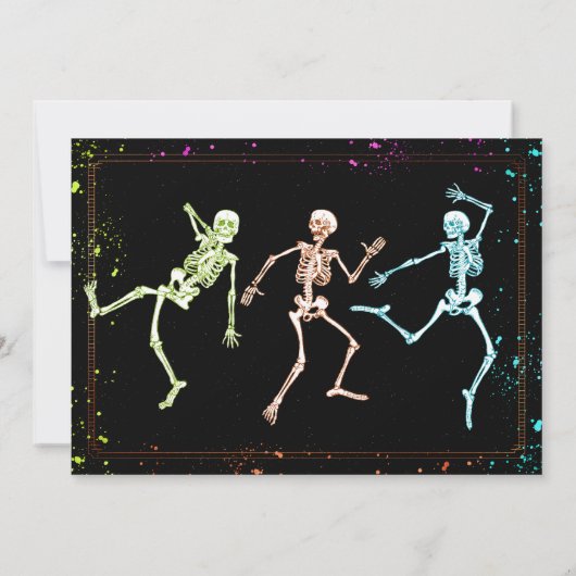 Spooky Dancing Skeleton Black Halloween-Party Einladung (Rückseite)