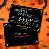 Spooky Dancing Skeleton Black Halloween-Party Einladung