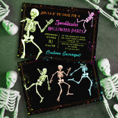 Spooky Dancing Skeleton Black Halloween-Party Einladung