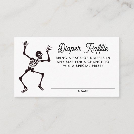 Spooky Dancing Skeleton Kinderdusche Windeln Raffe Begleitkarte (Vorderseite)