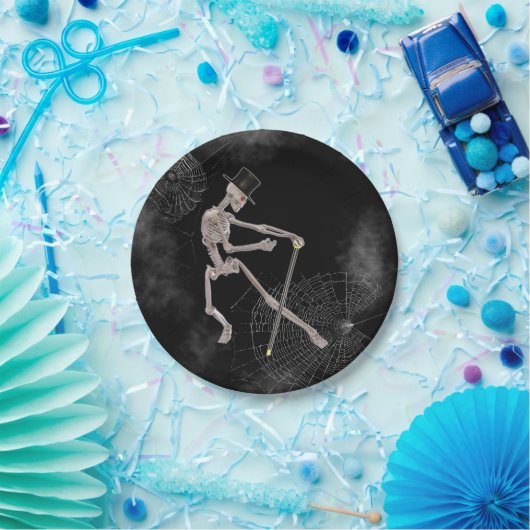 Spooky Dancing Skeleton Pappteller (Party)