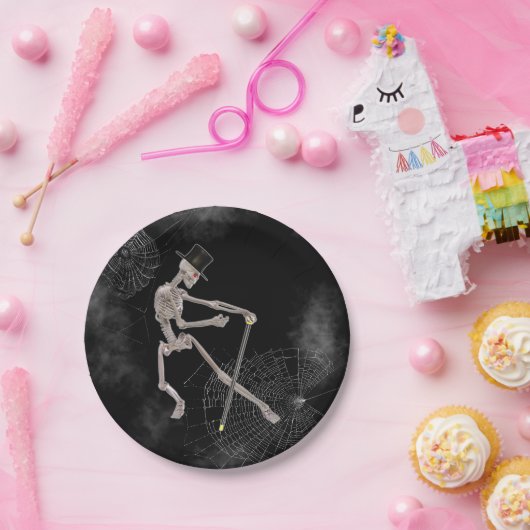 Spooky Dancing Skeleton Pappteller (Party)