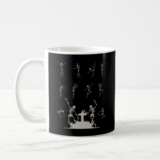 Spooky Dancing Skeletts Darstellendes Ballett Kaffeetasse (Links)