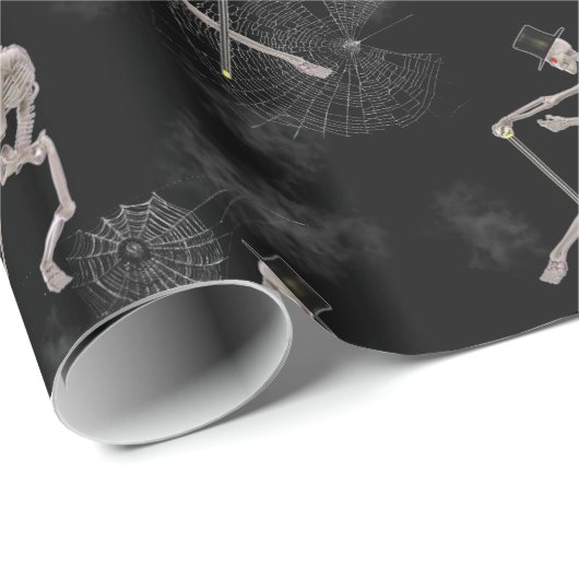 Spooky Dancing Skeletts Geschenkpapier (Rolleneckpunkt)