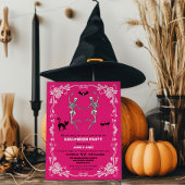 Spooky Dancing Skeletts Hot Pink Halloween-Party Einladung