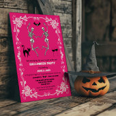 Spooky Dancing Skeletts Hot Pink Halloween-Party Einladung