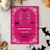 Spooky Dancing Skeletts Hot Pink Halloween-Party Einladung