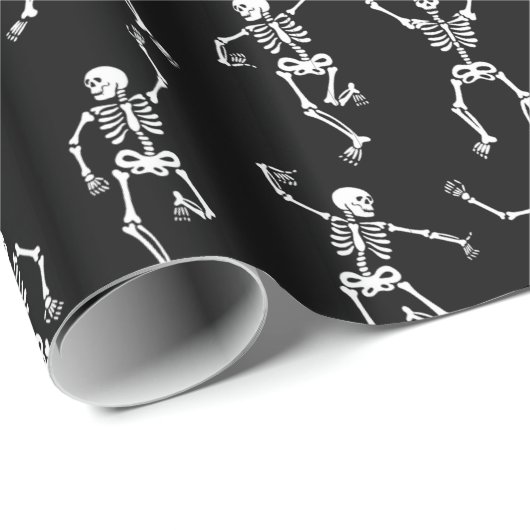 Spooky Dancing Skeletts Muster Geschenkpapier (Rolleneckpunkt)
