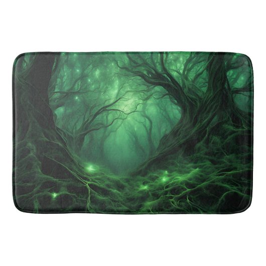 Spooky Dark Green Forest Badematte (Vorderseite)