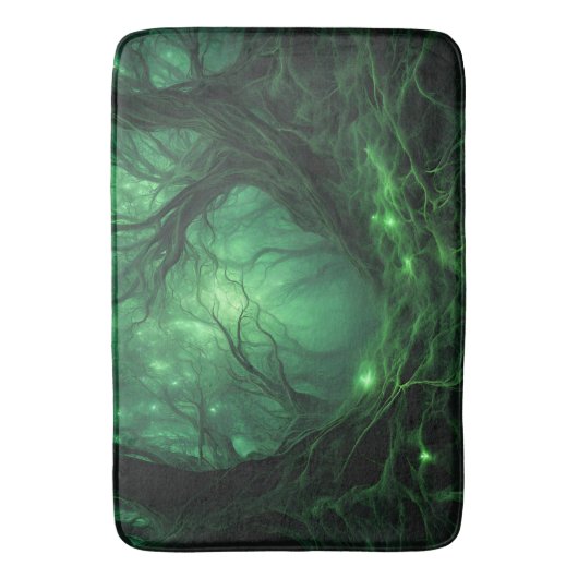 Spooky Dark Green Forest Badematte (Vorderseite Vertikal)