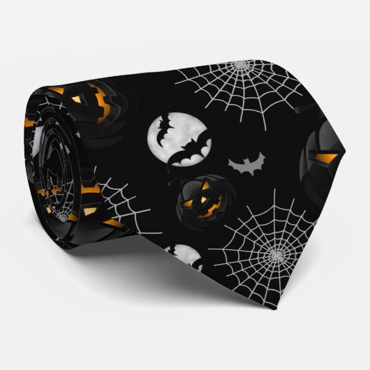 Spooky Dark Halloween Pattern Krawatte (Gerollt)