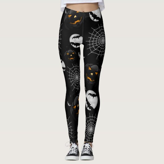 Spooky Dark Halloween Pattern Leggings (Vorderseite)