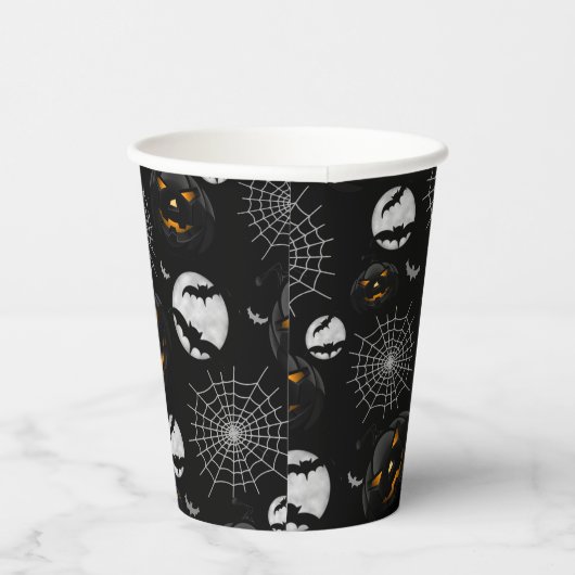 Spooky Dark Halloween Pattern Pappbecher (Rechts)