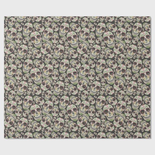 Spooky Day of the Dead Sugar Skulls Muster Geschenkpapier (Flach)