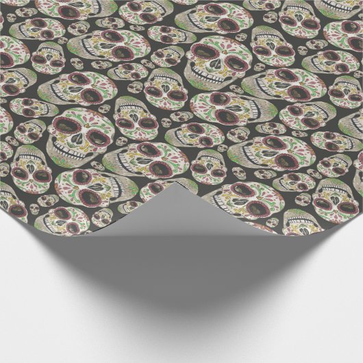 Spooky Day of the Dead Sugar Skulls Muster Geschenkpapier (Ecke)