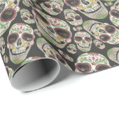 Spooky Day of the Dead Sugar Skulls Muster Geschenkpapier (Rolleneckpunkt)