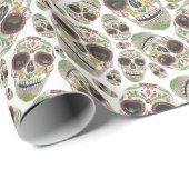 Spooky Day of the Dead Sugar Skulls Muster Geschenkpapier (Rolleneckpunkt)