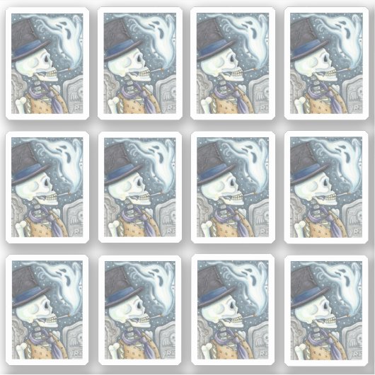 SPOOKY DEAD MAN SKULL RAUCHEN GHOST IM FRIEDHOF AUFKLEBER (Vorderseite)