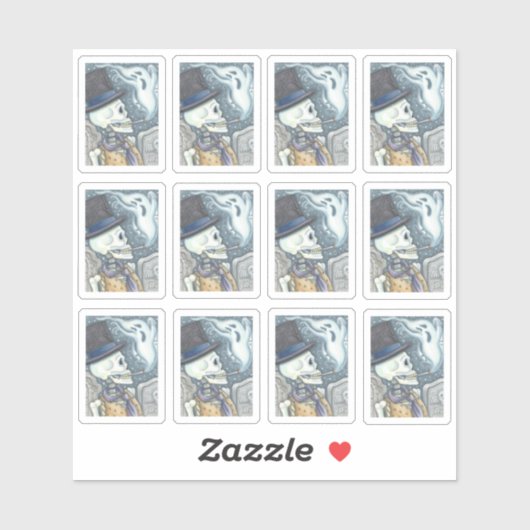 SPOOKY DEAD MAN SKULL RAUCHEN GHOST IM FRIEDHOF AUFKLEBER (Blatt)