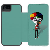 Spooky Dia de Los Muertos Girl Incipio iPhone Geldbeutel-Hülle (Folio Geöffnet)
