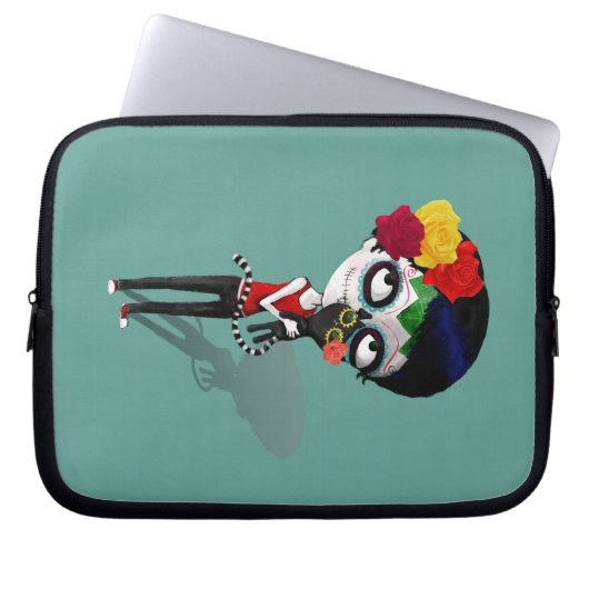 Spooky Dia de Los Muertos Girl Laptopschutzhülle (Vorderseite)
