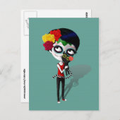 Spooky Dia de Los Muertos Girl Postkarte (Vorne/Hinten)