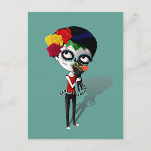 Spooky Dia de Los Muertos Girl Postkarte