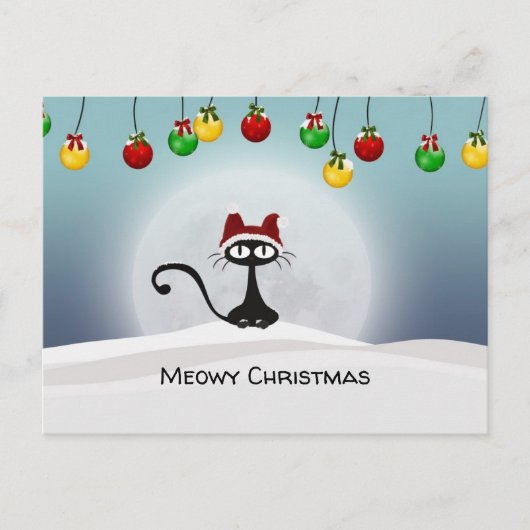 Spooky die weihnachtliche schwarze Katze Feiertagspostkarte (Vorderseite)