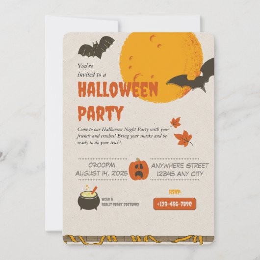 Spooky Dinge Halloween-Party Einladung (Vorderseite)