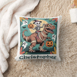 Spooky Dino Rider - Skelett auf Mummy T-Rex Kissen