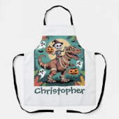 Spooky Dino Rider - Skelett auf Mummy T-Rex Schürze (Vorderseite)