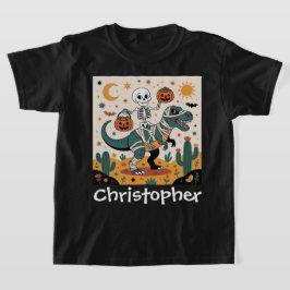 Spooky Dino Rider - Skelett auf Mummy T-Rex T-Shirt