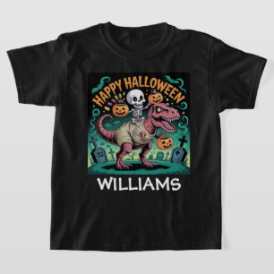 Spooky Dino Rider - Skelett auf Mummy T-Rex T-Shirt