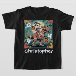 Spooky Dino Rider - Skelett auf Mummy T-Rex T-Shirt