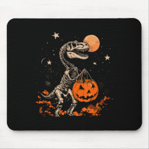 Spooky Dinosaur Skeleton Beängstigend Pumpkin Moon Mousepad