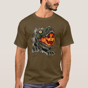 Spooky Dinosaurier aß Pumpkin Happy Halloween T-Shirt