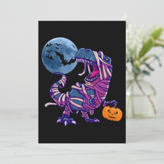 Spooky Dinosaurier Halloween Dinosaurier TRex mit Einladung (Stehend Vorderseite)