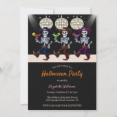Spooky Disco Dancing Skeletts Halloween-Party Einladung (Vorderseite)