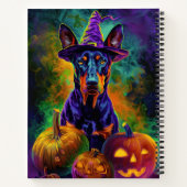 Spooky Doberman Hund Halloween Hexe und Pumpkin Notizblock (Rückseite)