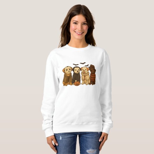 Spooky Dogs Squad – Cute Halloween Puppy Design Sweatshirt (Vorne ganz)