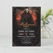 Spooky Dracula Halloween-Party Einladung (Stehend Vorderseite)
