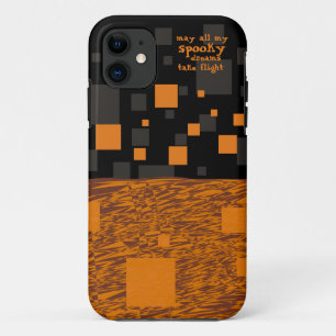 Spooky Dreams Halloween Orange Black Squares Grau Case-Mate iPhone Hülle